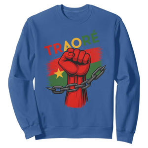 Traoré 2025 Burkina Faso Flag Sweatshirt Raised Fist Broken Chains TS02 Royal Blue Print Your Wear