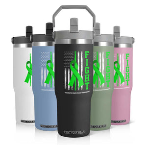 Traumatic Brain Injury Awareness Flip Straw Tumbler Fight TBI American US Flag TS02 Print Your Wear