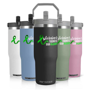Traumatic Brain Injury Awareness Flip Straw Tumbler TBI Survivor TS02 Print Your Wear