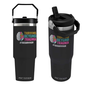 Traumatic Brain Injury Awareness Flip Straw Tumbler Thriving Beyond Trauma TBI Survivor TS02 One Size: 30 oz Black Print Your Wear