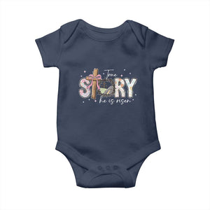 True Story He Is Risen Baby Onesie Christian Easter Day Religious Bible Verse TS11 Navy Print Your Wear