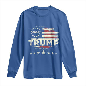 Trump 2028 President Long Sleeve Shirt Vintage American Flag Election Campaign TS11 Royal Blue Print Your Wear