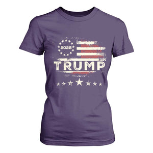 Trump 2028 President T Shirt For Women Vintage American Flag Election Campaign TS11 Purple Print Your Wear