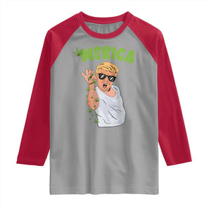 Trump Bae Smoking Weed Cannabis Raglan Shirt Merica Funny Marijuana Bud Stoner 420 Gift TS10 Sport Gray Red Print Your Wear