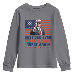 Trump Best Dad Ever Youth Sweatshirt Funny Father's Day Make Fatherhood Great Again USA Flag TS02 Charcoal Print Your Wear