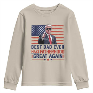 Trump Best Dad Ever Youth Sweatshirt Funny Father's Day Make Fatherhood Great Again USA Flag TS02 Sand Print Your Wear