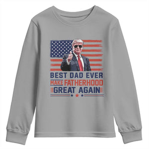Trump Best Dad Ever Youth Sweatshirt Funny Father's Day Make Fatherhood Great Again USA Flag TS02 Sport Gray Print Your Wear