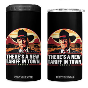 Trump Tariffs Cowboy 4 in 1 Can Cooler Tumbler Theres A New Tariff In Town Western TS02 One Size: 16 oz Black Print Your Wear