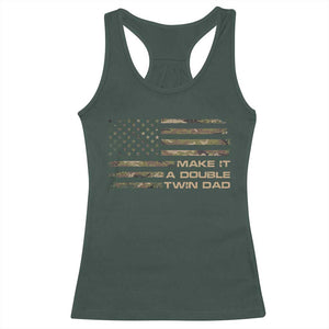 Twin Dad Racerback Tank Top Make It A Double Funny Fathers Day Camo American Flag TS10 Dark Forest Green Print Your Wear