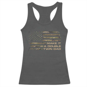 Twin Dad Racerback Tank Top Make It A Double Funny Fathers Day Camo American Flag TS10 Dark Heather Print Your Wear