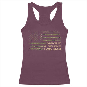 Twin Dad Racerback Tank Top Make It A Double Funny Fathers Day Camo American Flag TS10 Maroon Print Your Wear