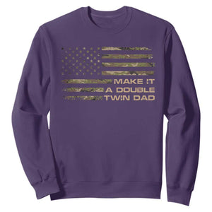 Twin Dad Sweatshirt Make It A Double Funny Fathers Day Camo American Flag TS10 Purple Print Your Wear