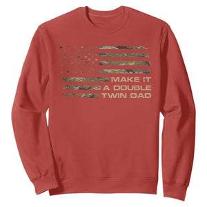 Twin Dad Sweatshirt Make It A Double Funny Fathers Day Camo American Flag TS10 Red Print Your Wear