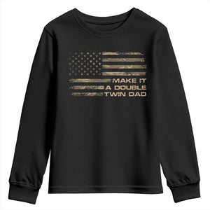 Twin Dad Youth Sweatshirt Make It A Double Funny Fathers Day Camo American Flag TS10 Black Print Your Wear