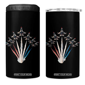 US Airplane Fighter Jet American Flag 4th Of July 4 in 1 Can Cooler Tumbler TS11 One Size: 16 oz Black Print Your Wear