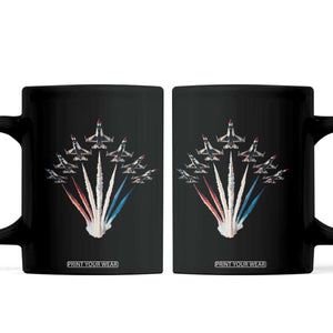 US Airplane Fighter Jet American Flag 4th Of July Coffee Mug TS11 Black Print Your Wear