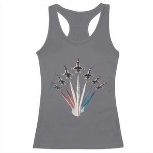 US Airplane Fighter Jet American Flag 4th Of July Racerback Tank Top TS11 Charcoal Print Your Wear