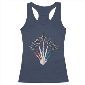 US Airplane Fighter Jet American Flag 4th Of July Racerback Tank Top TS11 Navy Print Your Wear