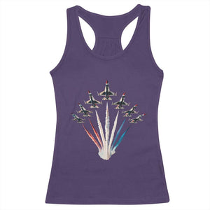 US Airplane Fighter Jet American Flag 4th Of July Racerback Tank Top TS11 Purple Print Your Wear
