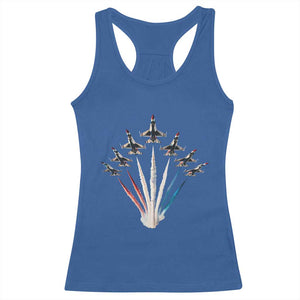 US Airplane Fighter Jet American Flag 4th Of July Racerback Tank Top TS11 Royal Blue Print Your Wear