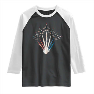 US Airplane Fighter Jet American Flag 4th Of July Raglan Shirt TS11 Black White Print Your Wear