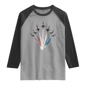 US Airplane Fighter Jet American Flag 4th Of July Raglan Shirt TS11 Sport Gray Black Print Your Wear