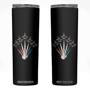US Airplane Fighter Jet American Flag 4th Of July Skinny Tumbler TS11 Black Print Your Wear