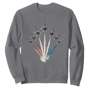 US Airplane Fighter Jet American Flag 4th Of July Sweatshirt TS11 Charcoal Print Your Wear