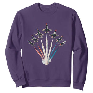 US Airplane Fighter Jet American Flag 4th Of July Sweatshirt TS11 Purple Print Your Wear