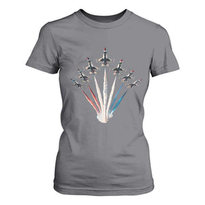 US Airplane Fighter Jet American Flag 4th Of July T Shirt For Women TS11 Charcoal Print Your Wear