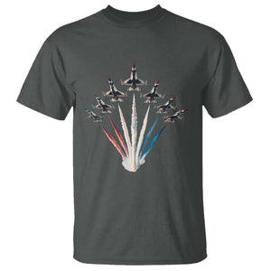US Airplane Fighter Jet American Flag 4th Of July T Shirt TS11 Dark Heather Print Your Wear