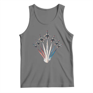 US Airplane Fighter Jet American Flag 4th Of July Tank Top TS11 Black Heather Print Your Wear