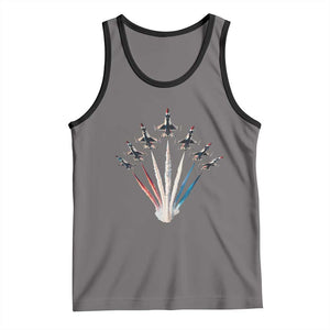 US Airplane Fighter Jet American Flag 4th Of July Tank Top TS11 Deep Heather Black Print Your Wear