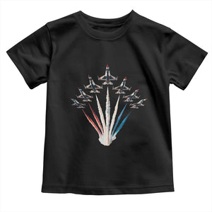 US Airplane Fighter Jet American Flag 4th Of July Toddler T Shirt TS11 Black Print Your Wear