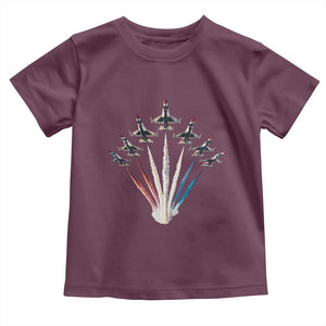 US Airplane Fighter Jet American Flag 4th Of July Toddler T Shirt TS11 Maroon Print Your Wear