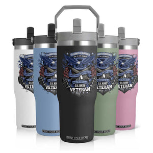 US Military Navy Veteran Flip Straw Tumbler It Cannot Be Inherited Nor Can It Be Purchased I Have Earned It TS11 Print Your Wear
