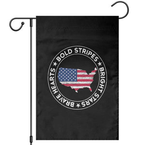 US Pride 4th of July Garden Flag Bold Stripes Bright Stars Brave Hearts American Patriotic TS02 Black Print Your Wear