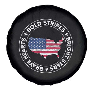 US Pride 4th of July Spare Tire Cover Bold Stripes Bright Stars Brave Hearts American Patriotic TS02 Print Your Wear