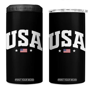 USA 4 in 1 Can Cooler Tumbler American Flag Patriotic 4th of July TS10 One Size: 16 oz Black Print Your Wear