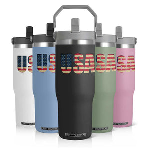 USA American Flag Flip Straw Tumbler Retro Vintage Patriotic TS02 Print Your Wear