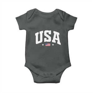 USA Baby Onesie American Flag Patriotic 4th of July TS10 Dark Heather Print Your Wear
