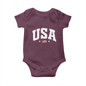 USA Baby Onesie American Flag Patriotic 4th of July TS10 Maroon Print Your Wear