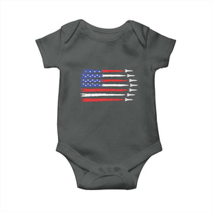 USA Flag Rocket Baby Onesie Patriotic Space Red White Blue 4th of July TS10 Dark Heather Print Your Wear