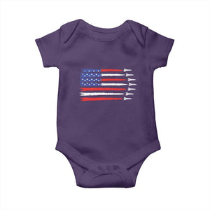 USA Flag Rocket Baby Onesie Patriotic Space Red White Blue 4th of July TS10 Purple Print Your Wear
