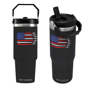 USA Flag Rocket Flip Straw Tumbler Patriotic Space Red White Blue 4th of July TS10 One Size: 30 oz Black Print Your Wear