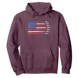 USA Flag Rocket Hoodie Patriotic Space Red White Blue 4th of July TS10 Maroon Print Your Wear