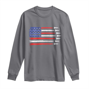 USA Flag Rocket Long Sleeve Shirt Patriotic Space Red White Blue 4th of July TS10 Charcoal Print Your Wear