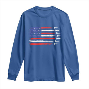 USA Flag Rocket Long Sleeve Shirt Patriotic Space Red White Blue 4th of July TS10 Royal Blue Print Your Wear
