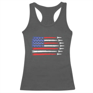 USA Flag Rocket Racerback Tank Top Patriotic Space Red White Blue 4th of July TS10 Dark Heather Print Your Wear