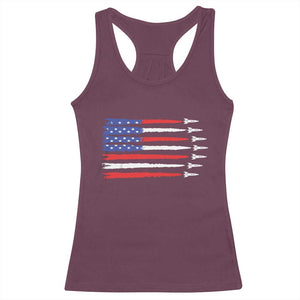 USA Flag Rocket Racerback Tank Top Patriotic Space Red White Blue 4th of July TS10 Maroon Print Your Wear